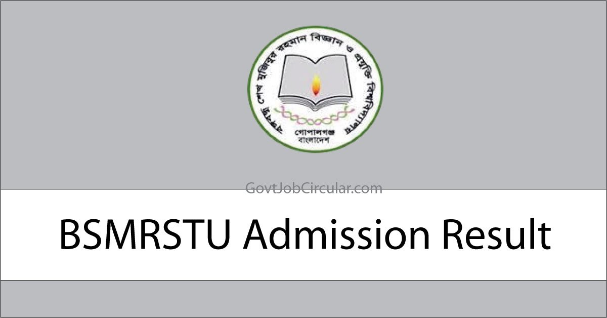 BSMRSTU Admission Test Result