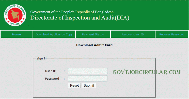 DIA Admit Card