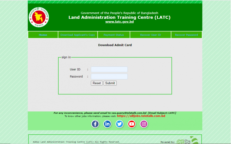 latc admit card
