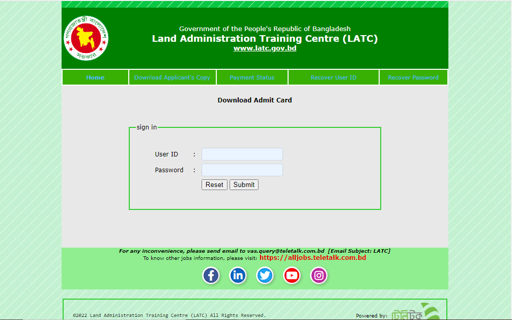 latc admit card