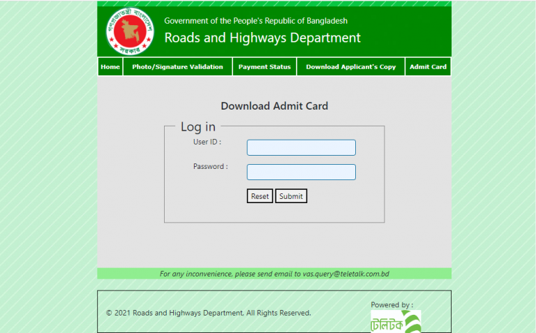 rhd admit card