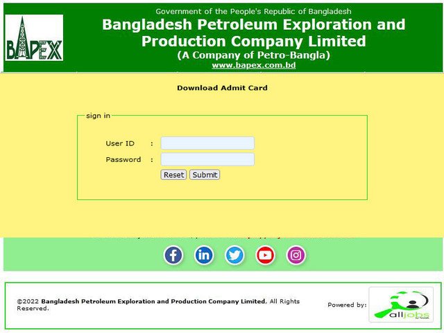bapex admit card