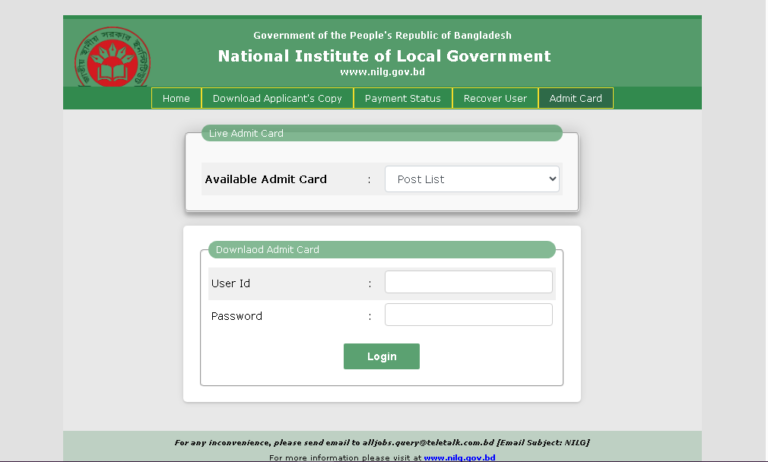 nilg admit card